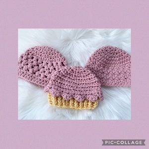 Set of 3 Baby Girl Crochet Hats Punk Yellow